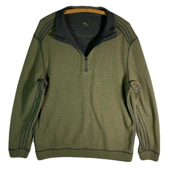 TOMMY BAHAMA Reversible Blue/Green 1/4 Zip Pullover Sweater Men’s Size L - Picture 1 of 8